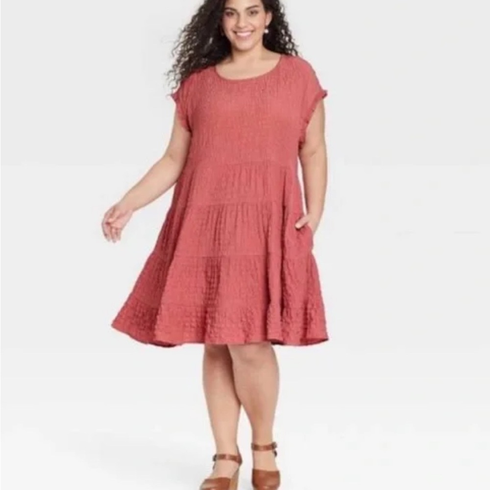 🧡Knox Rose Coral Textured Dress Size Large